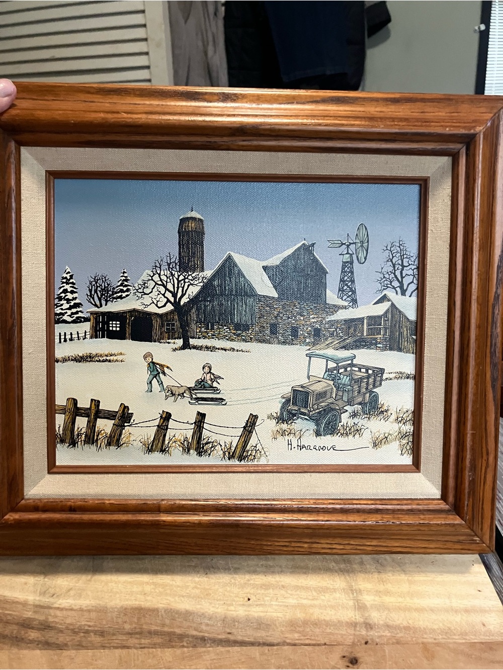 Vintage Framed Canvas Print by H Hargrove